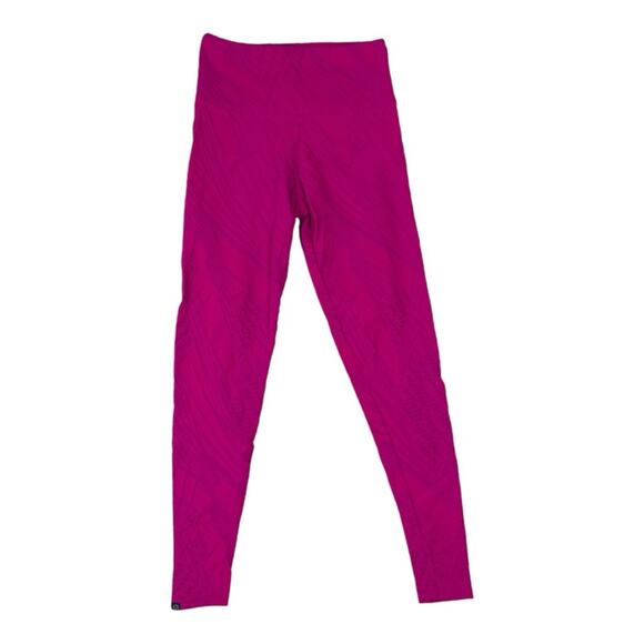 Onzie women's small medium pink leggings laser cut out barbie bright gym lulu - Picture 2 of 12